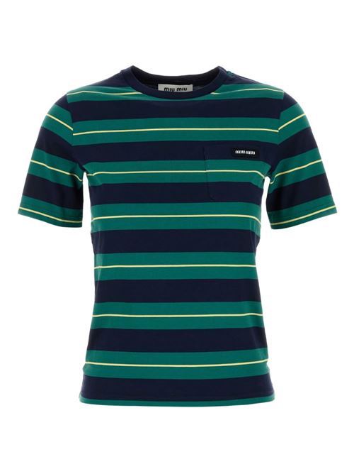 Striped T-shirt MIU MIU | MJN53714RTF046I